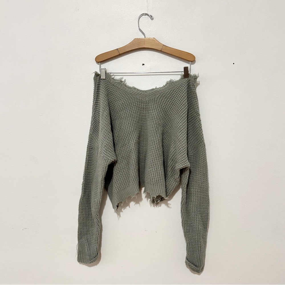 Moon & Madison Textured Knit Sweater in Soft Green